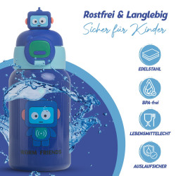 Kinder Thermo Trink Flasche Auslaufsicher 450ml Edelstahl Schule Kindergarten