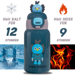 Kinder Thermo Trink Flasche Auslaufsicher 450ml Edelstahl Schule Kindergarten