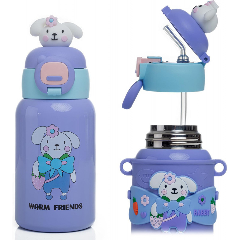 Kinder Thermo Trink Flasche Auslaufsicher 450ml Edelstahl Schule Kindergarten