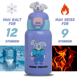 Kinder Thermo Trink Flasche Auslaufsicher 450ml Edelstahl Schule Kindergarten
