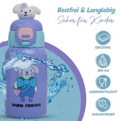 Kinder Thermo Trink Flasche Auslaufsicher 450ml Edelstahl Schule Kindergarten