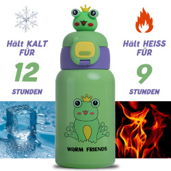 Kinder Thermo Trink Flasche Auslaufsicher 450ml Edelstahl Schule Kindergarten