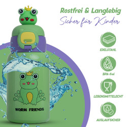 Kinder Thermo Trink Flasche Auslaufsicher 450ml Edelstahl Schule Kindergarten