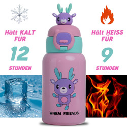 Kinder Thermo Trink Flasche Auslaufsicher 450ml Edelstahl Schule Kindergarten