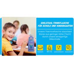 Kinder Thermo Trink Flasche Auslaufsicher 450ml Edelstahl Schule Kindergarten